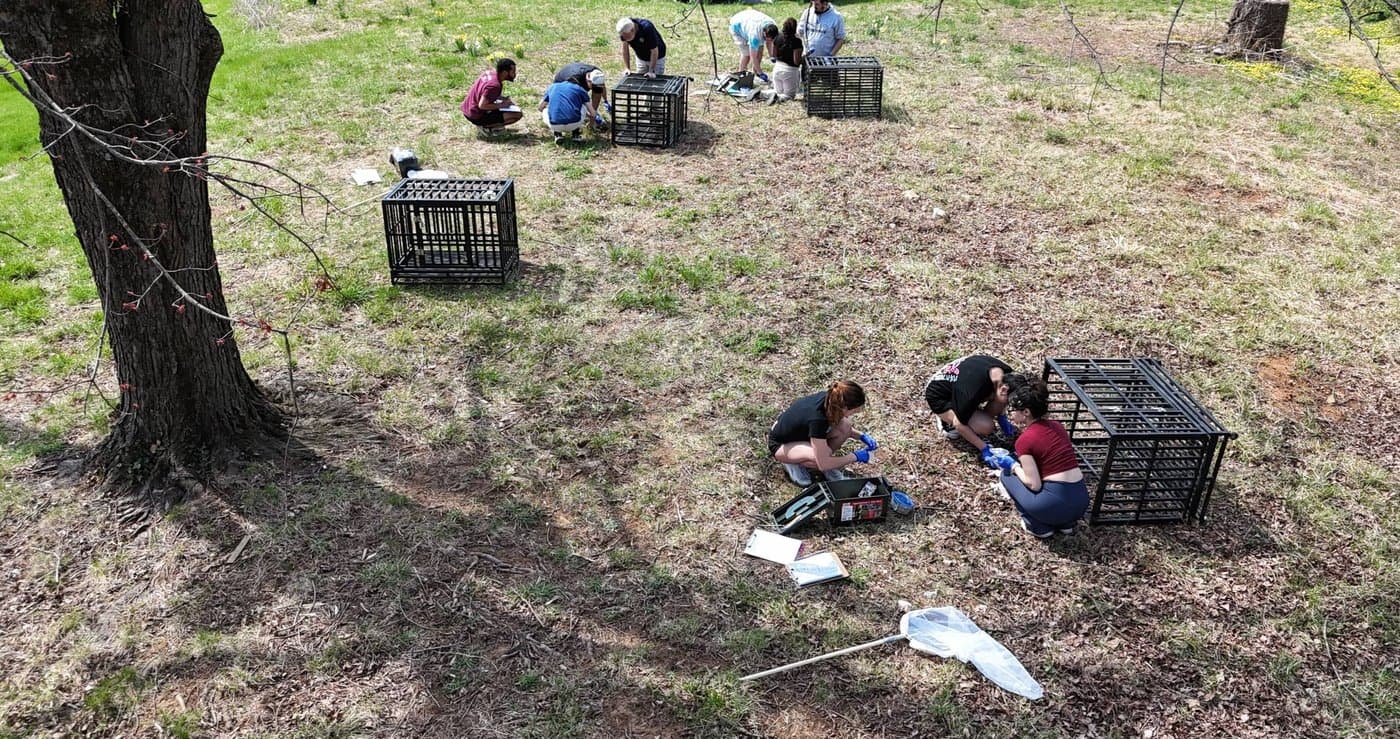 Forensic science academy training session with drone